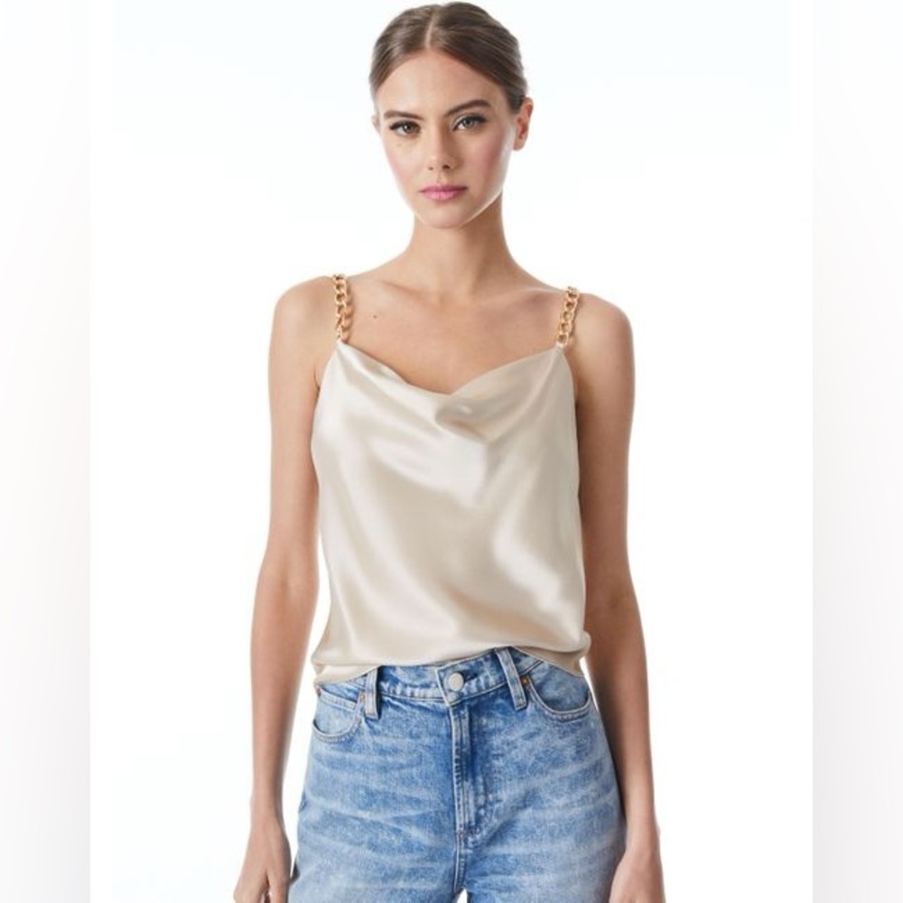 Bailey 44 | Womens Silk Tanktop with gold chain straps NWT